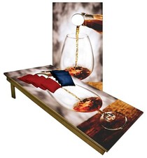 CORNHOLE BEANBAG TOSS GAME w Bags Game Boards Wine Glass Set
