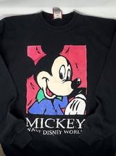 Vintage Disney Designs Mickey Mouse Big Graphic Black Crewneck Sweatshirt L