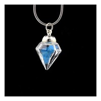 Halskette Apatit -Blau Neon Ungeschliffen Modell Diamant