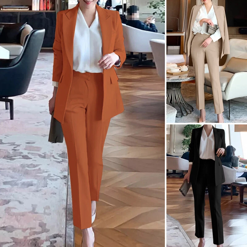 Womens Blazer Suit Set 2 Piece Outfits Casual Plain Trouser Suits Long  Sleeve Open Front Blazer Jacket Trousers Solid Work Business Office Wedding  Guests Casual Smart Suit Set Ladies Sale 