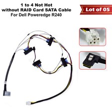 Lot of 5 Dell PowerEdge R240 60cm Mini-SAS SFF-8837 to 4x SATA Cable 2F8RD
