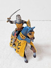 Schleich 2003 Fantasy Blue and yellow lion horse Knight w/ shield and Sword
