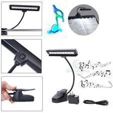 Black Flexible 9 LED Clip-On Orchestra Music Stand LED W/ Adapter Lamp Light