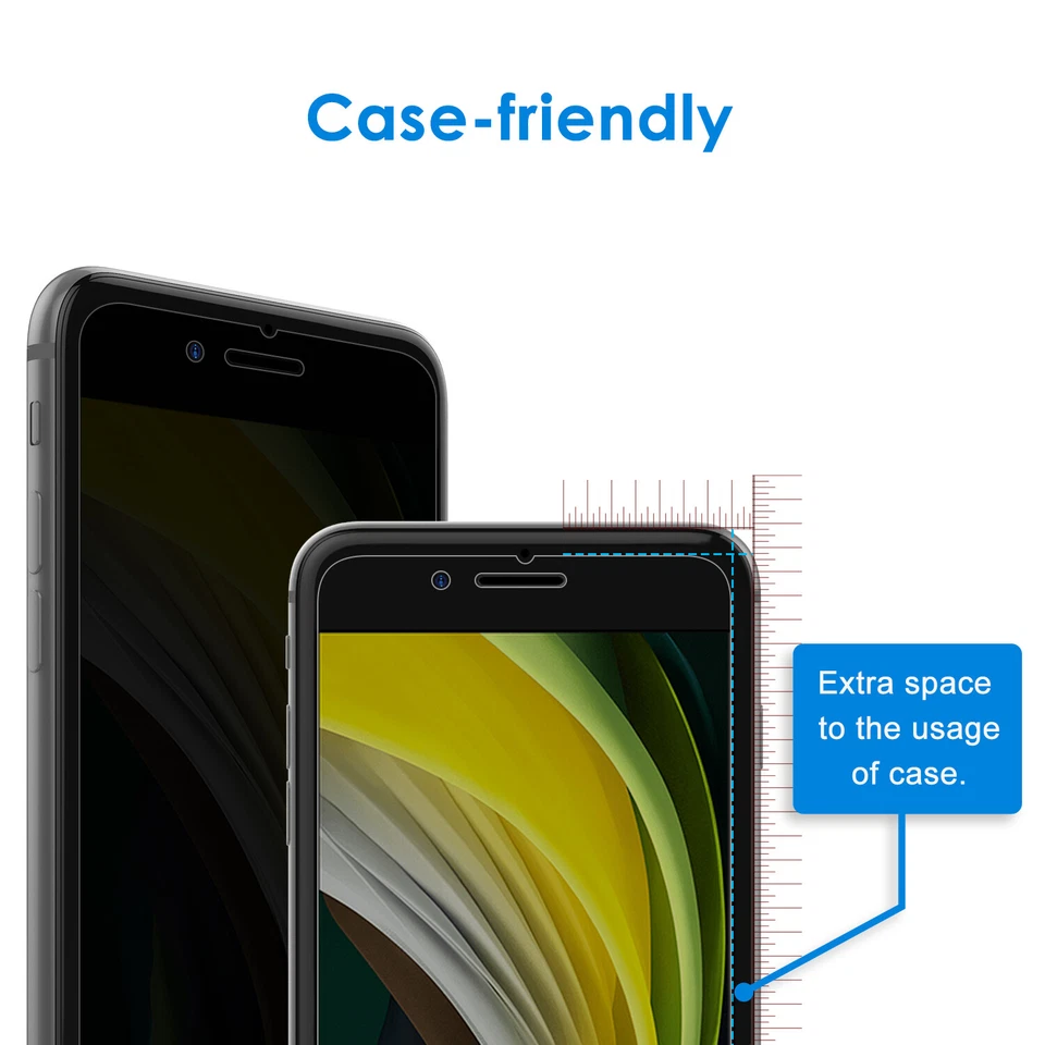 Protector Pantalla Privacidad para iPhone SE 3/2 2022/2020, iPhone 8/iPhone 7, Pack de 2 Foto 4 de 4