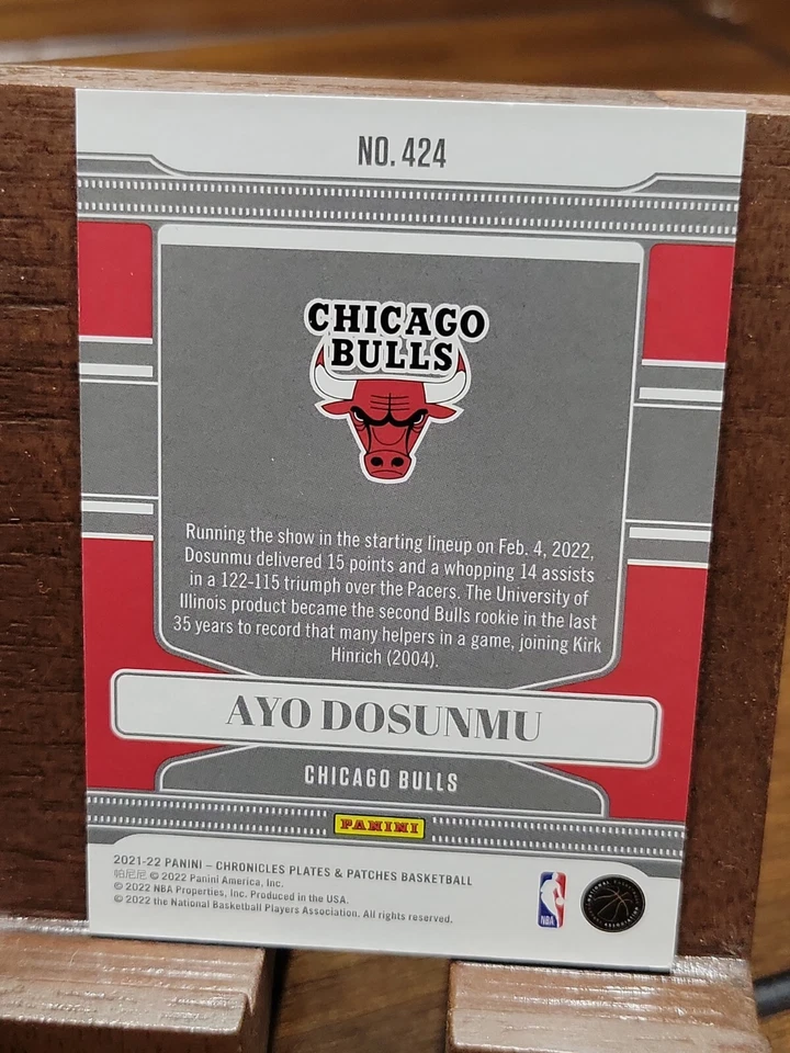 2021-22 Panini Chronicles Plates And Patches Ayo Dosunmu /249 - Image 2 of 2