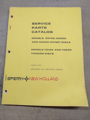 New Holland 0D100,0D200,0D300 Offset & TD Tandem Disks Service Parts Catalog