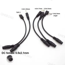 5.5x2.5mm DC Female to 5.5x2.5mm 3.5mmx1.35mm DC Male Type C Power Cable 10H