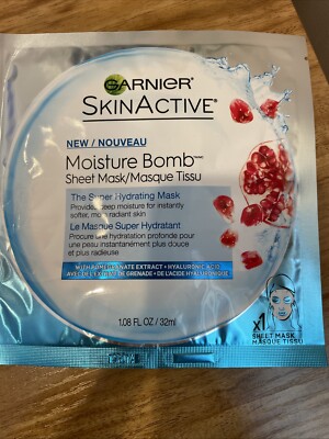 NEW Garnier SkinActive Super Hydrating Sheet Mask Hydrating Moisture bomb 1.08oz