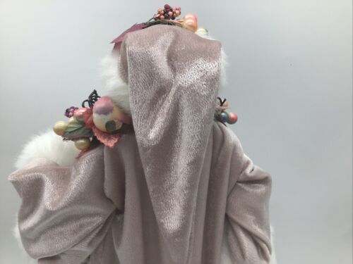 Vintage Old World Santa Claus 13” Velvet Robe Fur Trim W/Bird Cage Tree Topper - Picture 12 of 18