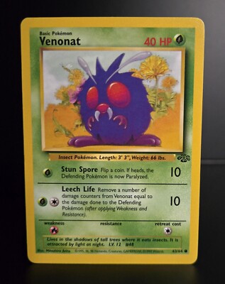 Pokémon TCG - VENONAT - 63/64 - UNLIMITED - WOTC - JUNGLE (1999) - NM