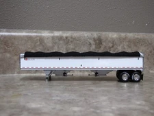 DCP 1/64 Wilson Black Tarp White Sides Hopper Bottom Grain Trailer Farm Toy