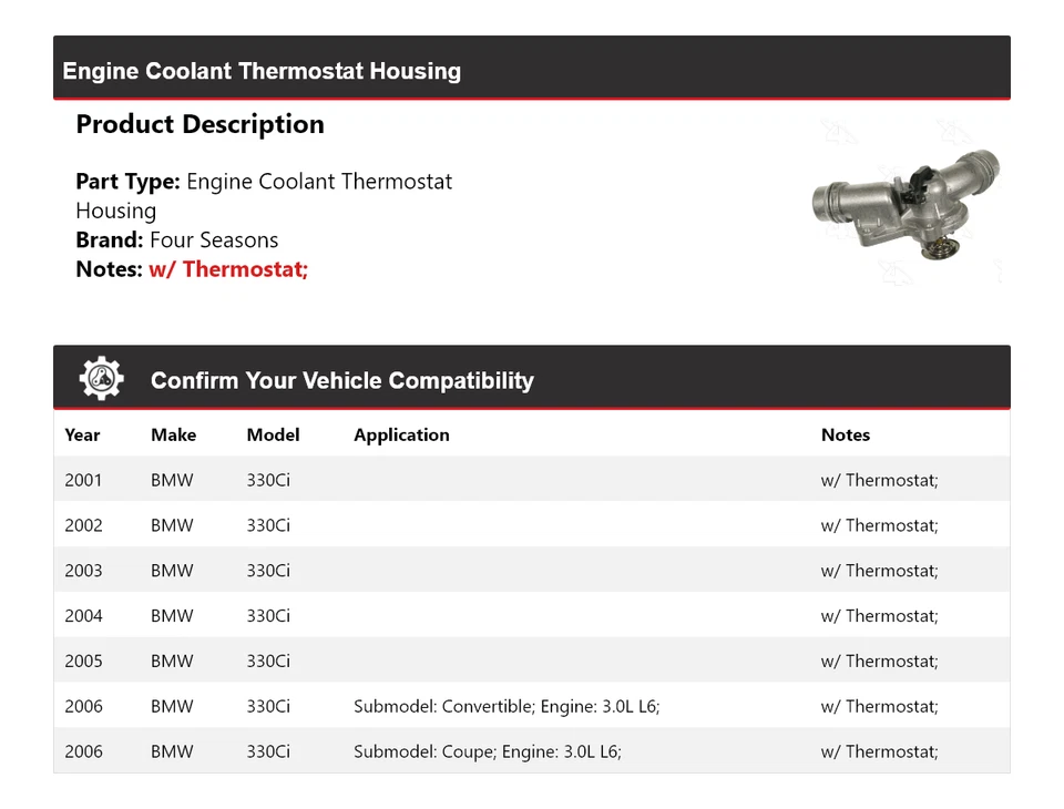 Carcasa termostato refrigerante motor BMW 330Ci 2001-2006 4 estaciones 2002 2003 Foto 2 de 4
