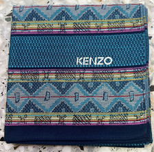 MAN HANKY CLASSIC GEOMETRIC BLUE STRIPED VTG COTTON POCKET ART SQUARE 18   M45