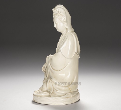 19th C Chinese Qing Dynasty Blanc de Chine Guan Yin Bodhisattva Porcelain Statue - Picture 5 of 16