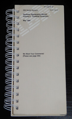 IBM Hardware Maintenance Manual HMM Volume 2 May 1994 Thinkpad 300 350 425 500
