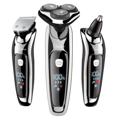 Hatteker Rasoir Electrique Rasoir Pour Hommes Humide et Sec 3en1