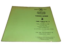 DECEMBER 1967 SCL SEABOARD COAST LINE FLORENCE DIVISION EMPLOYEE TIMETABLE #2