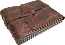 Vintage Leather Photo Album Scrapbook Genuine 4x6 5x7 Handmade Rustic Antique