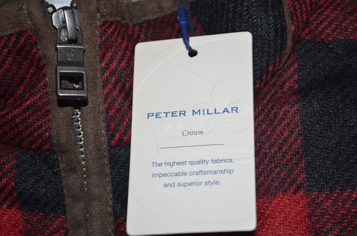 PETER MILLAR CROWN Men's M Shetland Wool Red Black Quilted Full Zip Vest NWT - Picture 7 of 7