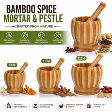Pestle and Mortar Set Natural Wooden Spice & Herb Crusher Home Kitchen Tool