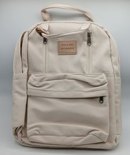 Casual Travel Backpack , Backpack for School, Solid Color Beige 16"x14" New