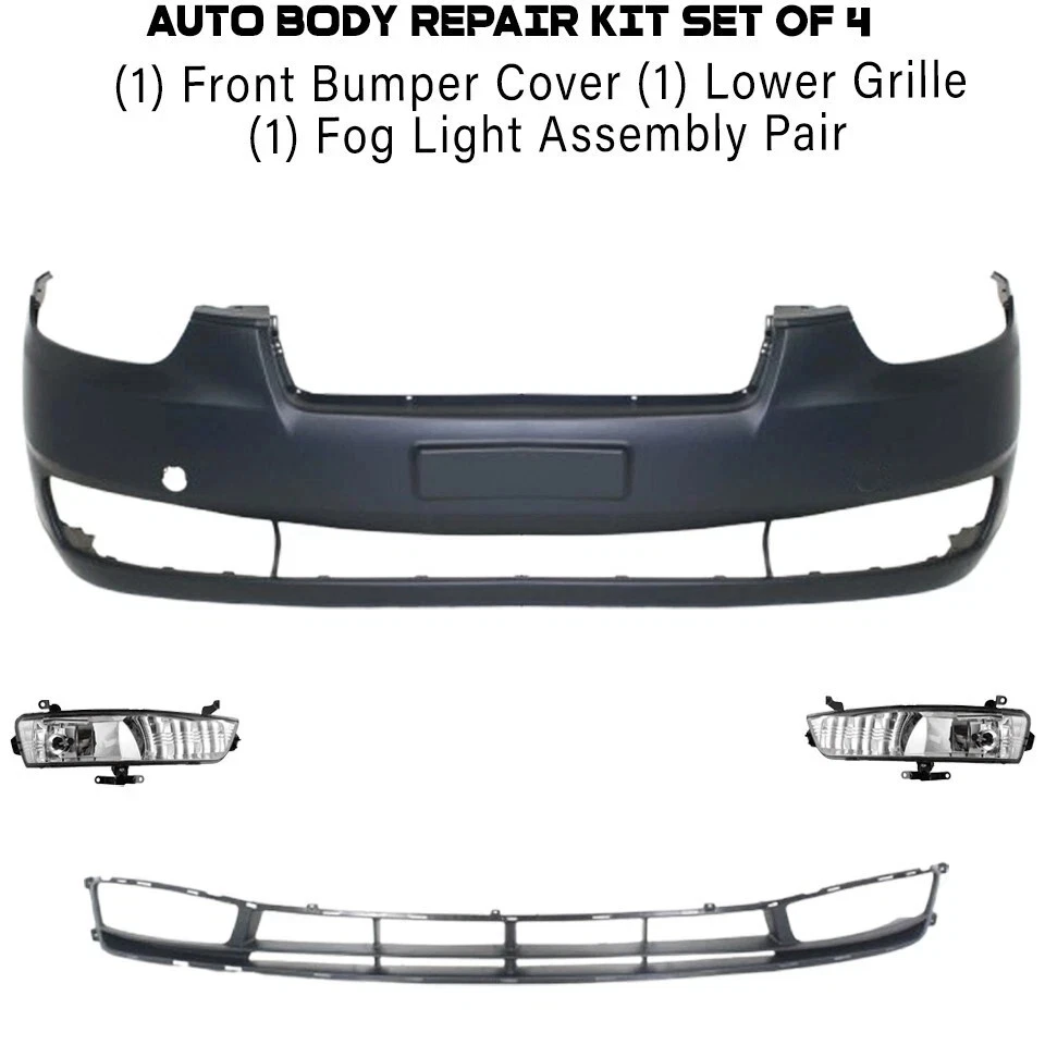 前保险杠盖法西斯和下格栅适用于 2006 - 2011 现代口音 — 第 2/4 张图片