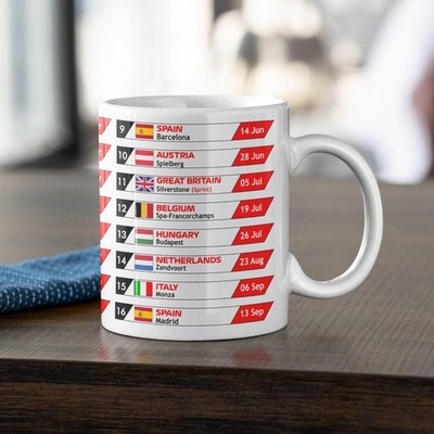 Formula 1 2026 Race Calendar Mug F1 Races Dates Coffee Cup Motorsport Fan Gift