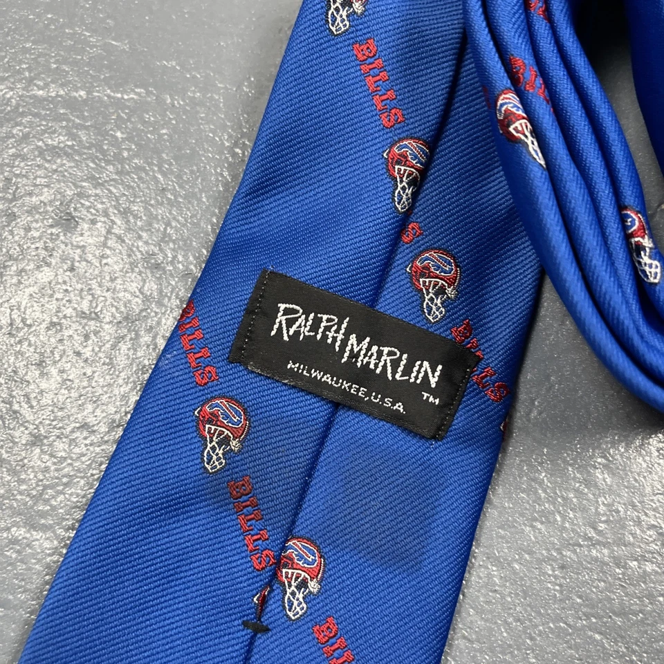 Corbata de cuello de colección Ralph Marlin Buffalo Bills hecha en Estados Unidos azul rojo casco de colección NFL Foto 3 de 4