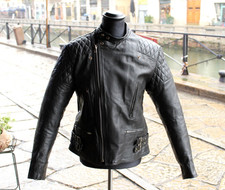 Giacca Pelle Chiodo Vintage Moto Biker anni 80 90 Taglia L