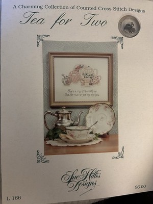 NEW VINTAGE 1999 Tea for Two #L166 Cross Stitch Pattern By Sue Hillis Designs