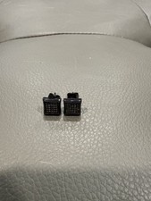 Men s Black Square Stud Earrings Pair, Lobe, ...