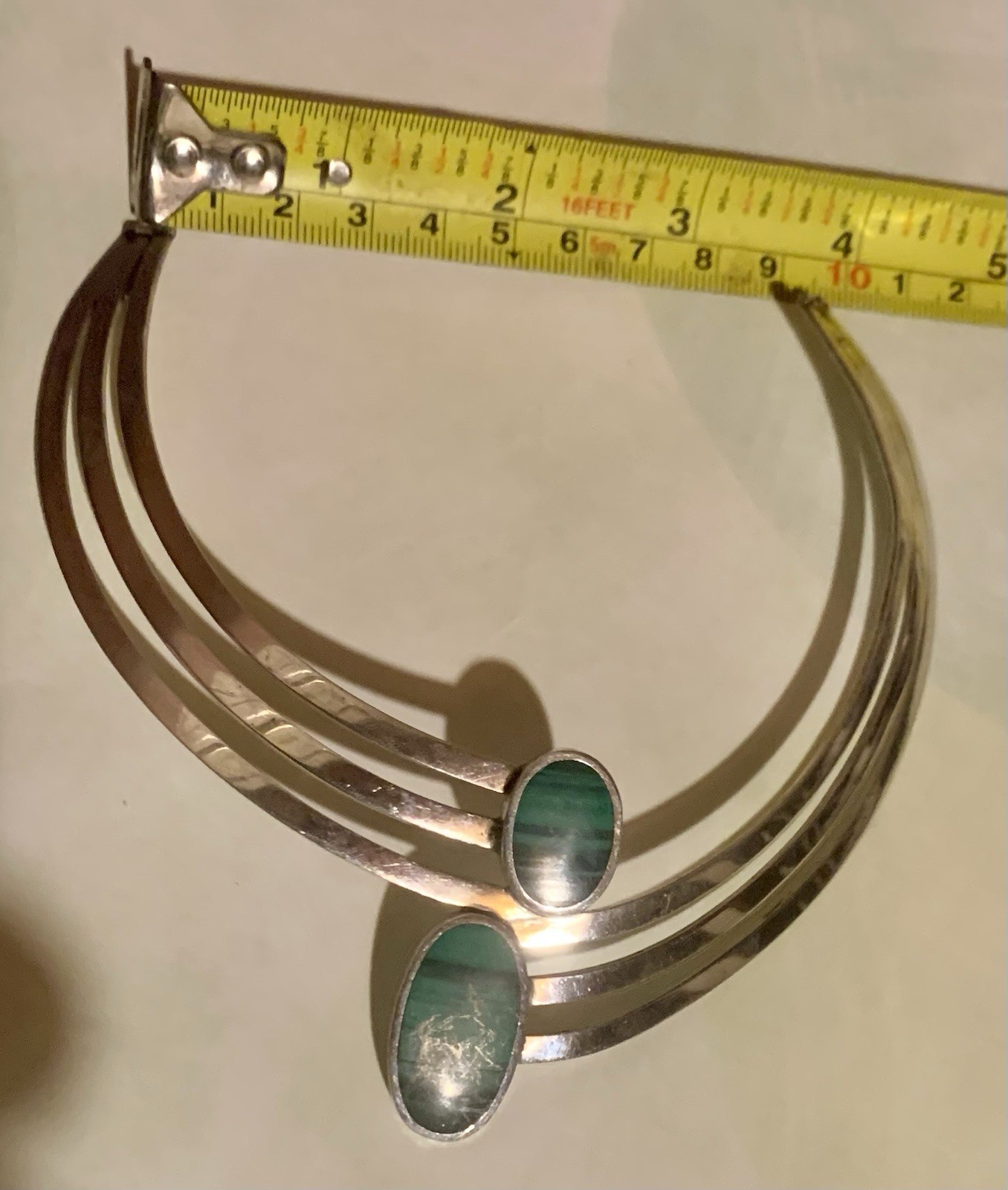 Solid Sterling Silver Malachite Collar Necklace C… - image 13