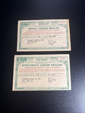 1944-45 US Special Tax Stamp Pair Retail Wholesale Liquor Dealer NYC