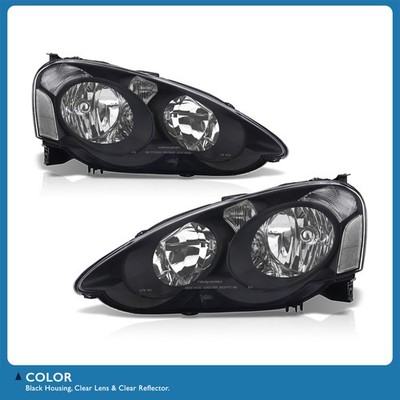 For 02-04 Acura RSX DC5 JDM Replacement Headlight Lamps Pair Black