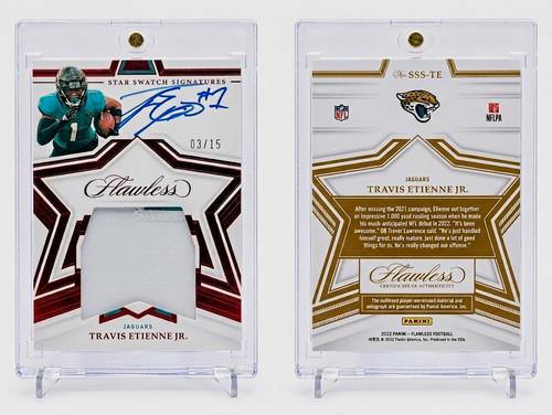 Panini 2022 Flawless Travis Etienne Jr Star Swatch Patch Auto /15 