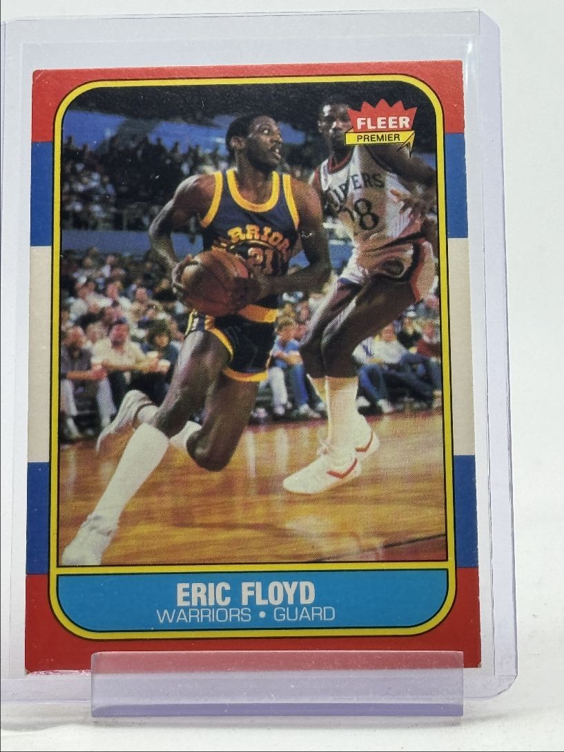 ERIC FLOYD 1986-87 FLEER PREMIER ROOKIE BASKETBALL WARRIORS #34 RC Q3562