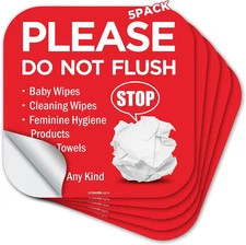 Please Do Not Flush Sign 5 Pack 6x 6 Please Do Not Flush Anything Except
