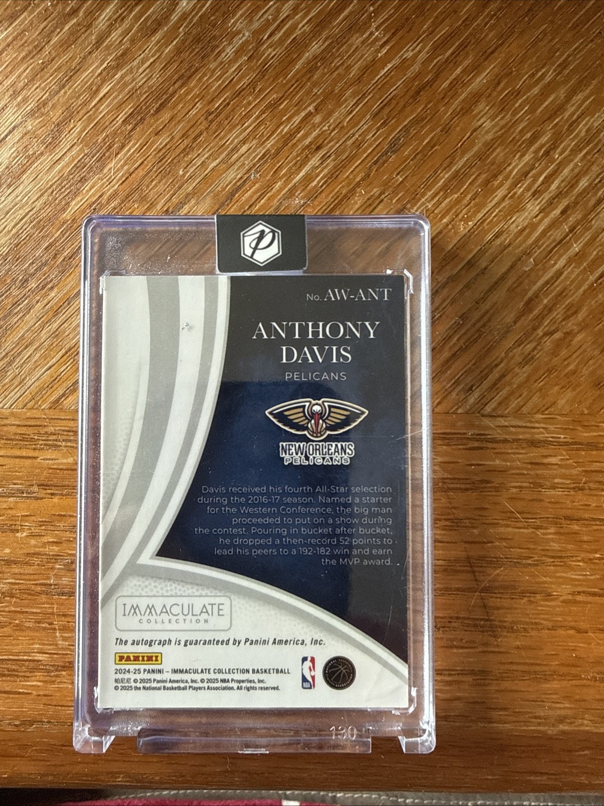 2024-25 Panini Immaculate Anthony Davis All Star Game MVP on Card auto 18/25! view 2