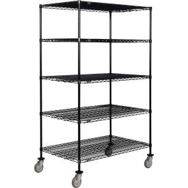 Nexel 5 Shelf Truck Black Epoxy 48''''W x 30''''D x 60''''H Polyurethane Swivel