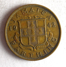 1942 JAMAICA FARTHING - AU - Hard to Find Low Mintage Coin - Lot #J1