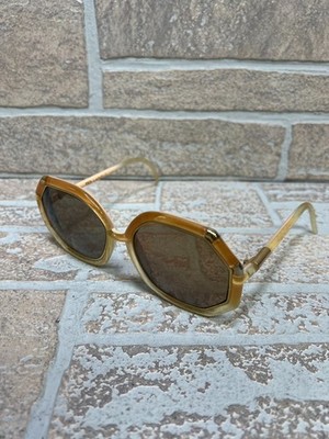 Vintage Ted Lapidus Paris Sunglasses Womens Peach Oversized France 70s Eyewear