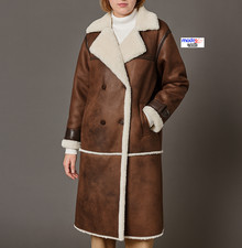 HAILYS Damen Lammfellmantel Braun Kunstleder Wintermantel Teddyfutter GR6081-M