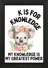Koala Knowledge Poster Framed Wall Art Poster Canvas Print Picture