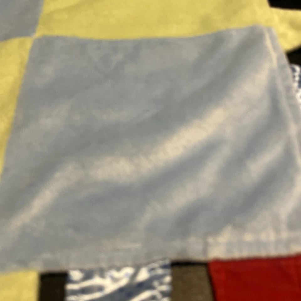 "Manta de seguridad Carters Child of Mine azul verde satinado etiqueta retazos Lovey 18""" Foto 3 de 4