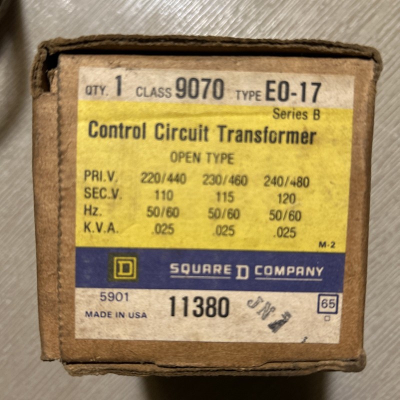 Square D 9070 EO-17  Control Circuit Transformer 240/480V 24V - NOS
