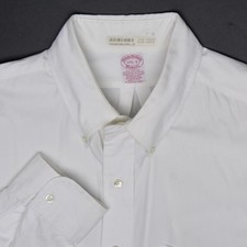 VTG 90s Brooks Brothers Oxford Cloth Button Down Shirt Mens 17.5 33 White Spots