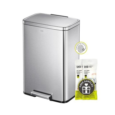 EKO Madison Brushed Stainless Steel 13.2 Gal/50L Kitchen Step Trash Can or Re...