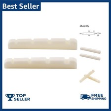 Basic 38mm Flat Bottom Bone Slotted Bass Nut for 4 String Bass Guitar, 38  3...