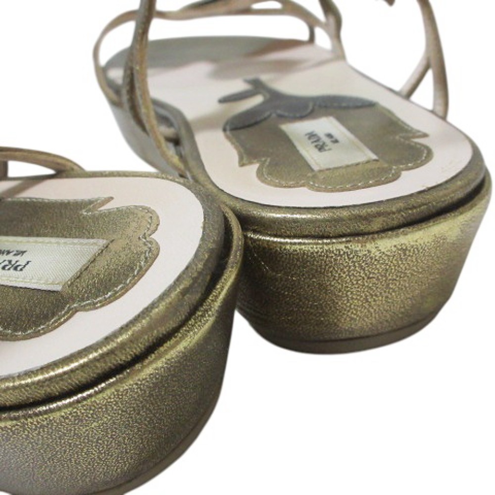 PRADA Sandals Women's Size 35 Gold Leather thumbnail 7
