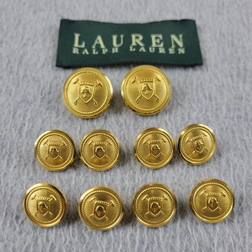 Lauren Ralph Lauren Replacement Blazer Buttons Gold Tone Waterbury USA Set of 10